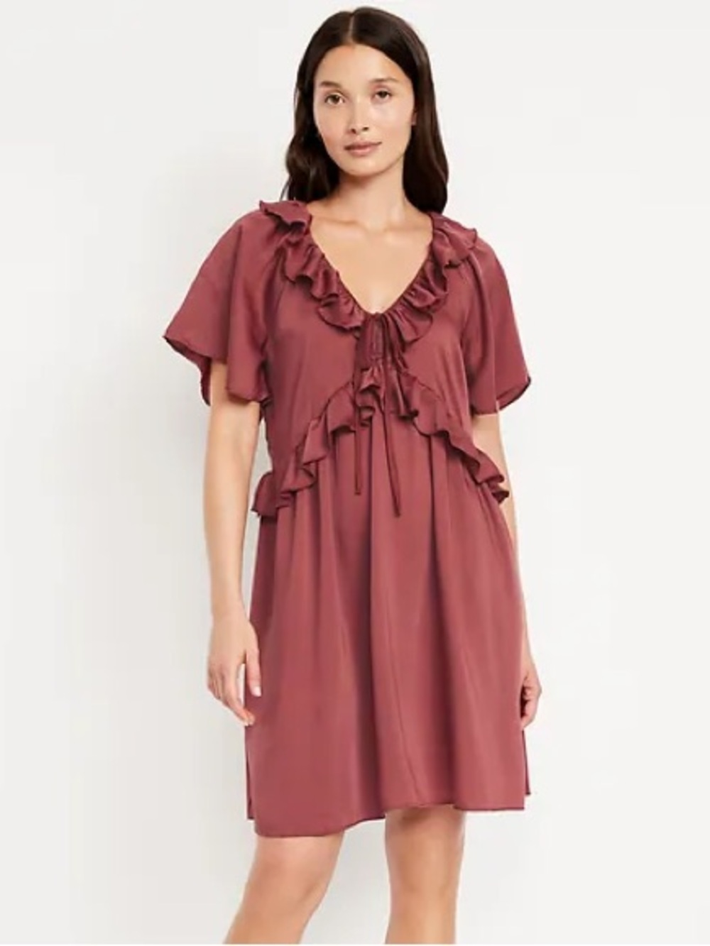 Old Navy Rose Red Ruffle Short Sleeve Mini Dress NWT